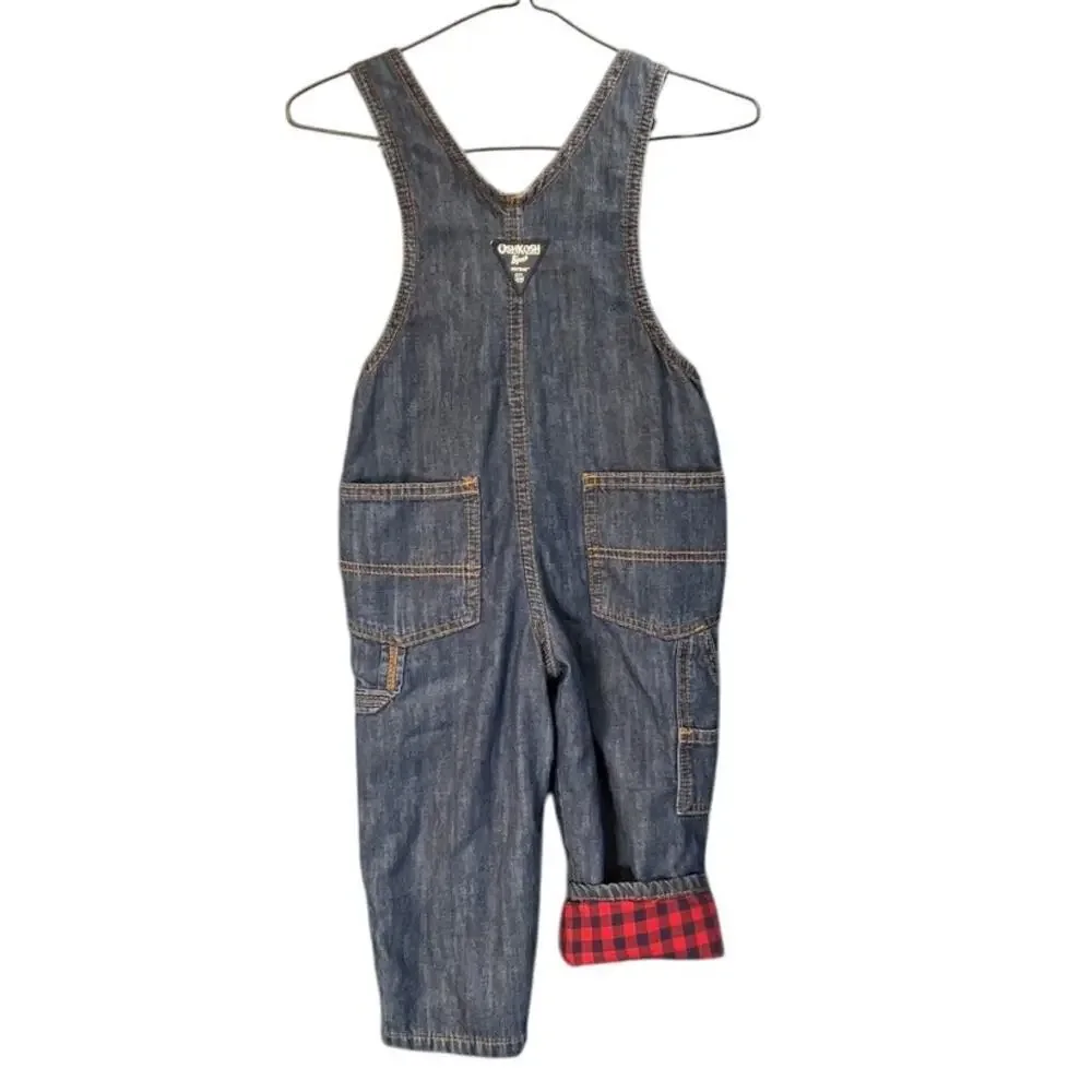 Osh Kosh B'gosh Unisex 2T Toddler Blue Jean Overalls Lining Classic Picture